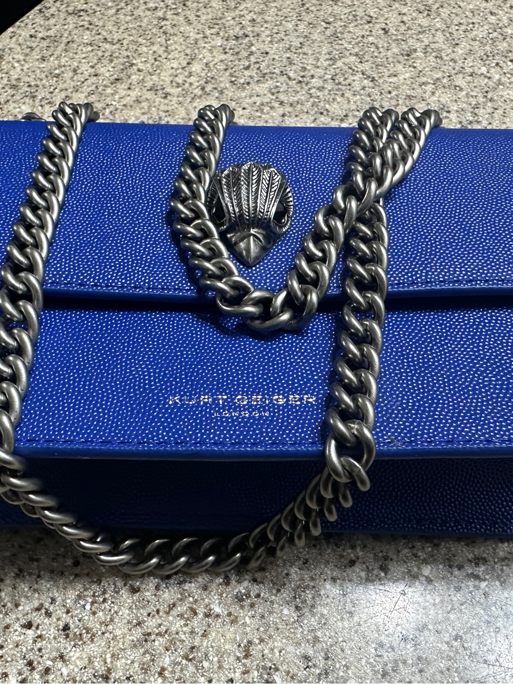 Kurt Geiger Shoreditch Electric Blue Leather Crossbody